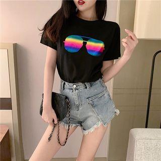 Sunglass Printing Short-sleeve T-shirt