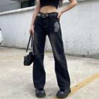 High Waist Graphic Straight Leg Jeans