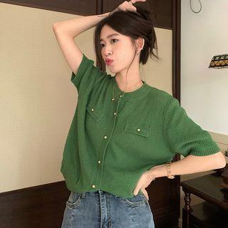 Short-sleeve Applique Cardigan