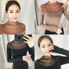 Long Sleeve Sheer Yoke T-shirt