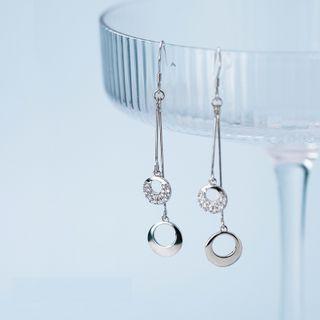 Geometric Rhinestone Sterling Silver Drop Earring 1 Pair - Silver - One Size