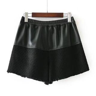 Faux Leather Panel Shorts