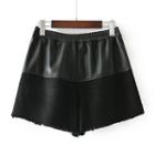 Faux Leather Panel Shorts