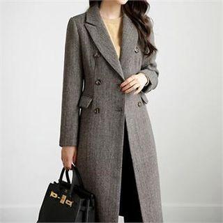 Tall Size Double-breasted Herringbone Coat