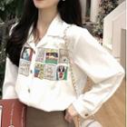 Long-sleeve Embroidered Open-collar Shirt