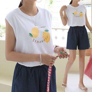 Sleeveless Lemon Print Top