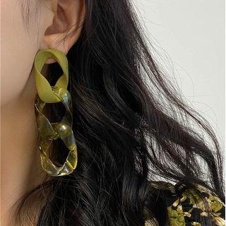 Acrylic Chain Ear Stud 1 Pair - Ab - Green - One Size