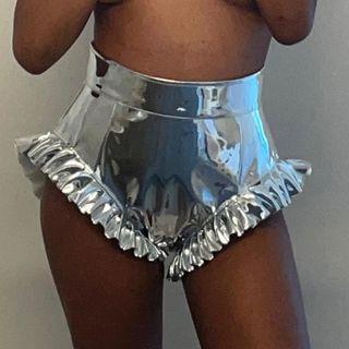 Metallic Frill Trim Hot Pants