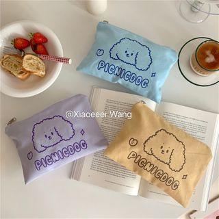 Dog Print Canvas Makeup Pouch