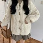 Long-sleeve Cable Knit Hooded Jacket