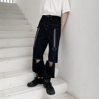 Lace-up Cutout Harem Cargo Pants