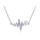 925 Sterling Silver Wave Necklace With Blue Austrian Element Crystal Silver - One Size