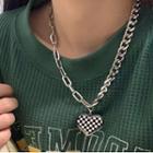 Plaid Heart Necklace Love Heart - Plaid - One Size