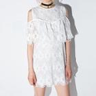 Lace Cutout Shoulder Sleeveless Dress