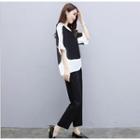 Set: Elbow-sleeve Top + Dress Pants