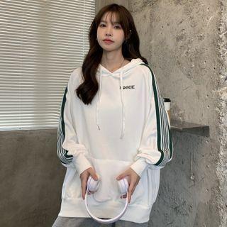 Striped Letter Embroidered Hoodie