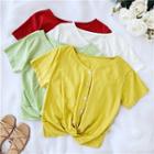 Knot V-neck Short-sleeve Shirt