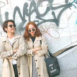 Belted Hidden-button Long Trench Coat