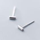 925 Sterling Silver Bar Stud Earring S925 Silver - 1 Pair - Silver - One Size