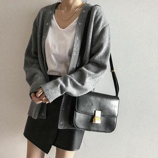 Snap-button Wool Blend M Lange Cardigan