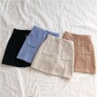 Melange Double-pocket Acrylic High-waist A-line Skirt