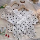 Short-sleeve Peter-pan Collar Polka Dot Blouse