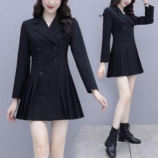 Double Breasted Pleated Mini Dress