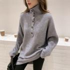Half Button Turtle Neck Sweater