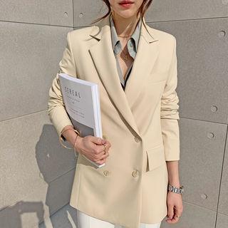 Double-breasted Formal Blazer Beige - One Size