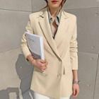 Double-breasted Formal Blazer Beige - One Size