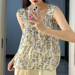 Floral Print Square-neck Camisole Top