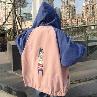 Cartoon Print Hooded Zip-up Jacket