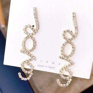 Rhinestone Letter Drop Earring 1 Pair - As Shown In Figure - One Size