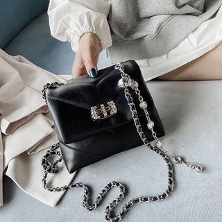 Rhinestone Safety Pin Crossbody Bag