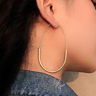 Metal Hoop Earring U-shaped - Gold - One Size