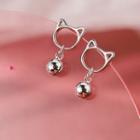 925 Sterling Silver Cat Dangle Earring 1 Pair - Eh0025 - Silver - One Size