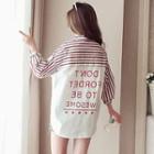 Letter Printed Striped Long Sleeve Shirt