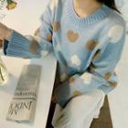 Heart-pattern Pastel Boxy Sweater