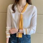 Loose-fit Sailor Collar Chiffon Shirt