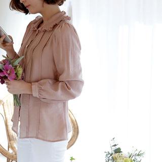 Frill-trim Pintuck-detail Blouse