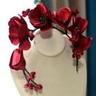 Flower Headband Wine Red - One Size