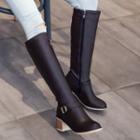 Chunky-heel Strapped Tall Boots