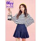 Long-sleeve Striped Loose-fit T-shirt