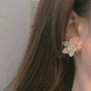 Faux Crystal Flower Earring 1 Pair - Earring - Silver - One Size
