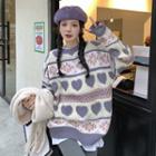 Heart Jacquard Fleece Sweater
