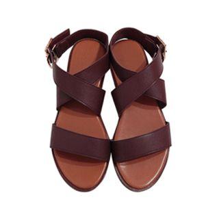 Cross-strap Faux-leather Sandals