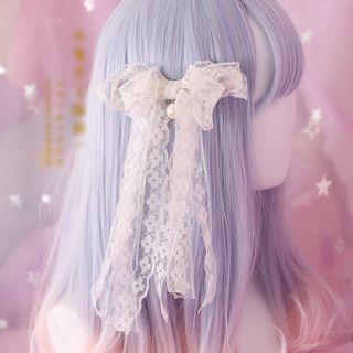 Faux Pearl Lace Bow Hair Clip