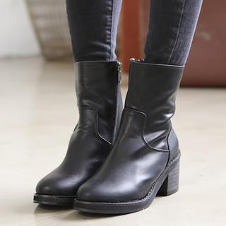 Zip-side Chunky-heel Ankle Boots