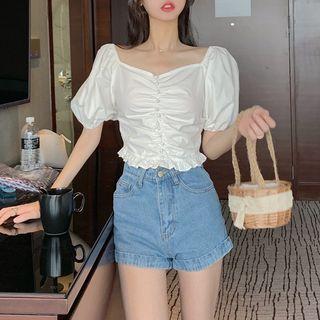 Ruched Short-sleeve Slim-fit Top