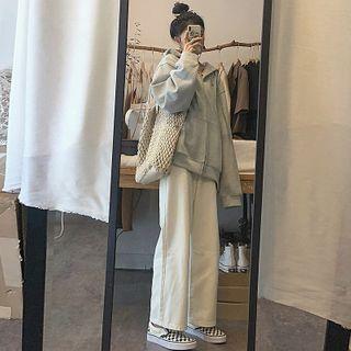 Plain Zipped Hoodie / Plain Wide-leg Pants